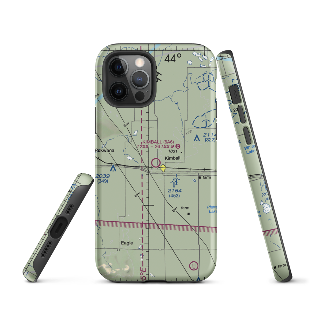 Kimball Municipal Airport (6A6) VFR Sectional  Tough iPhone Case iPhone 12 Pro model shown