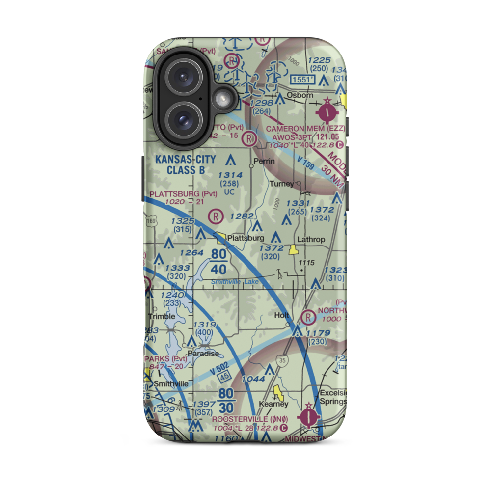 Kimray Airport (7MO7) VFR Sectional  Tough iPhone Case iPhone 16 Plus model shown