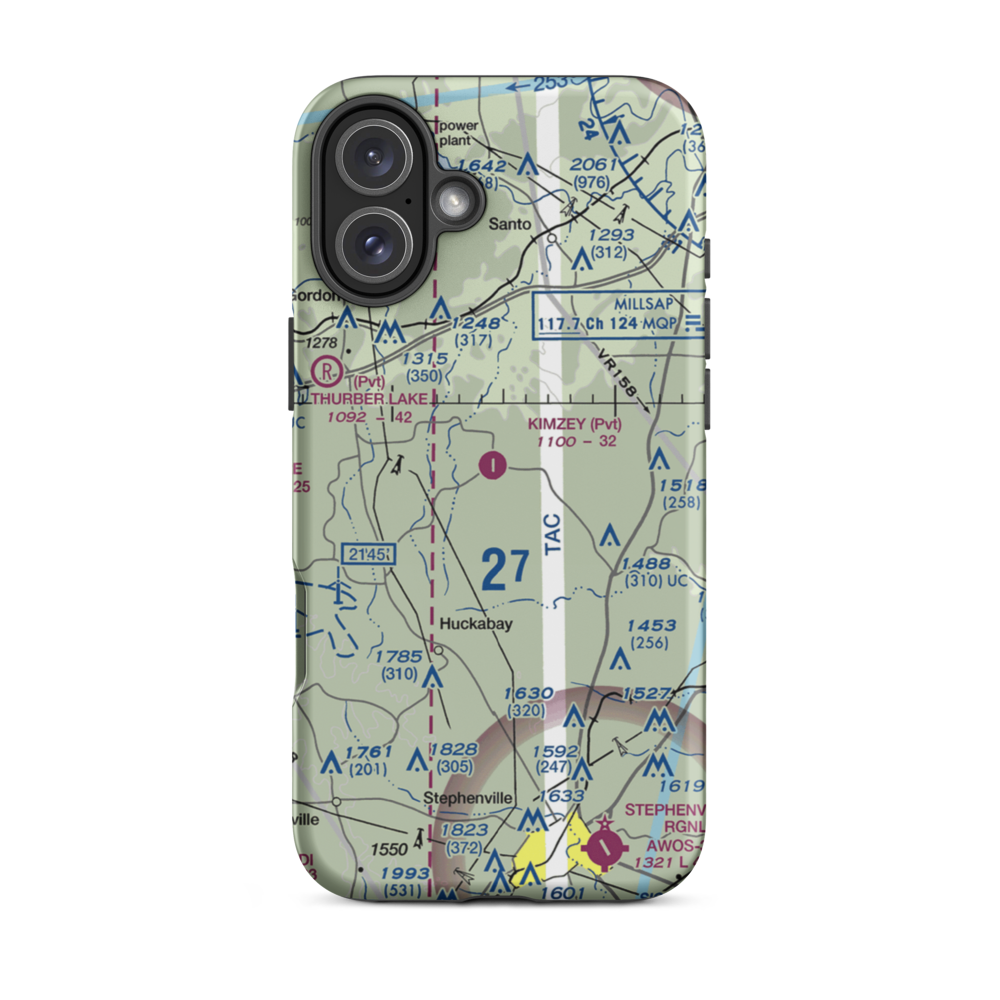 Kimzey Airport (17TX) VFR Sectional  Tough iPhone Case iPhone 16 Plus model shown