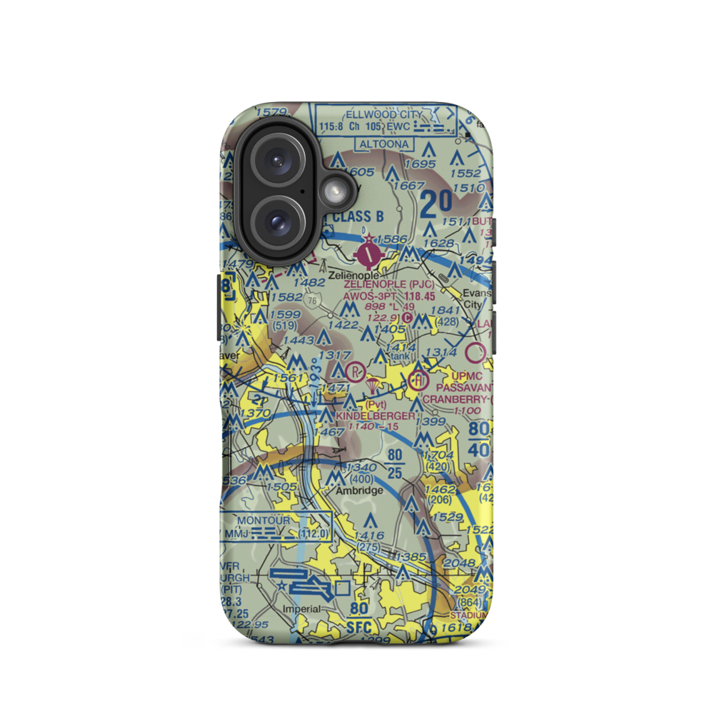 Kindelberger Landing Strip (24PA) VFR Sectional  Tough iPhone Case iPhone 16 model shown