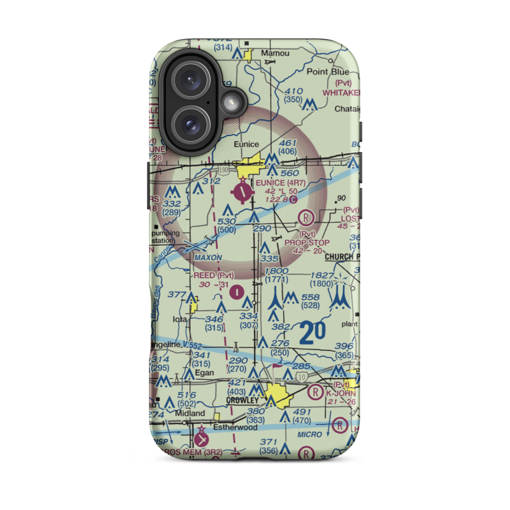 Kinder Ag Service Airport (LA57) VFR Sectional  Tough iPhone Case iPhone 16 Plus model shown