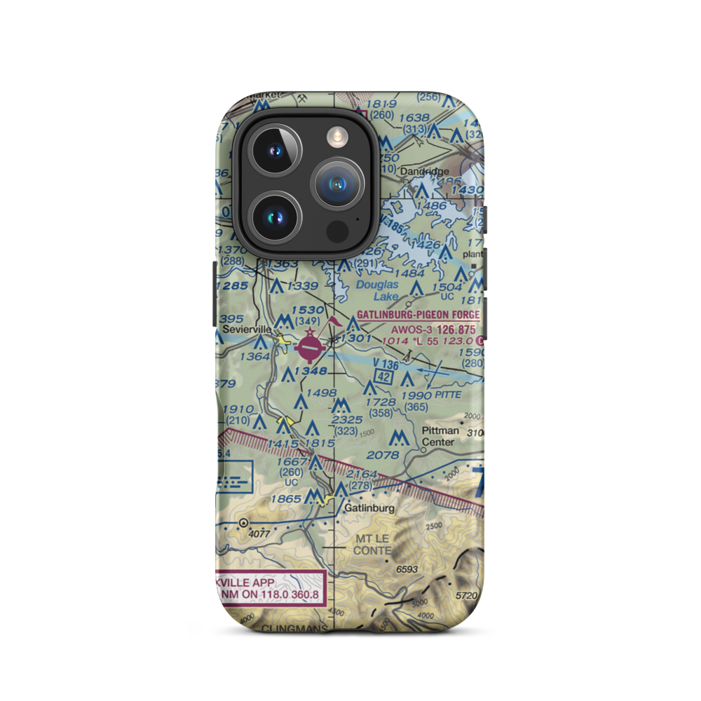 King Airport (TN72) VFR Sectional  Tough iPhone Case iPhone 16 Pro model shown