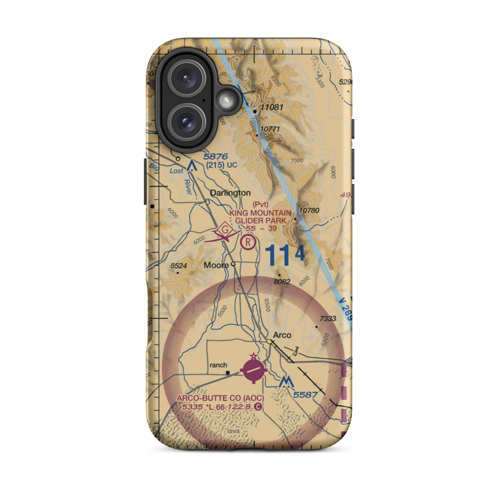 King Mountain Glider Park (ID36) VFR Sectional  Tough iPhone Case iPhone 16 Plus model shown