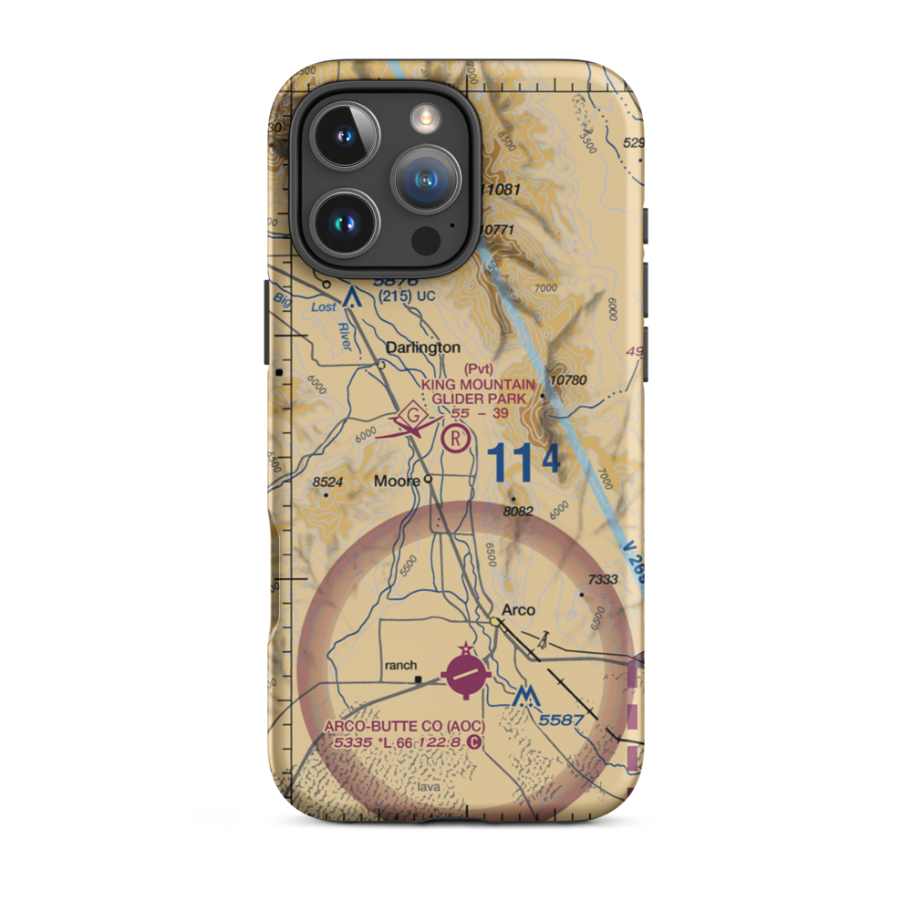 King Mountain Glider Park (ID36) VFR Sectional  Tough iPhone Case iPhone 16 Pro Max model shown