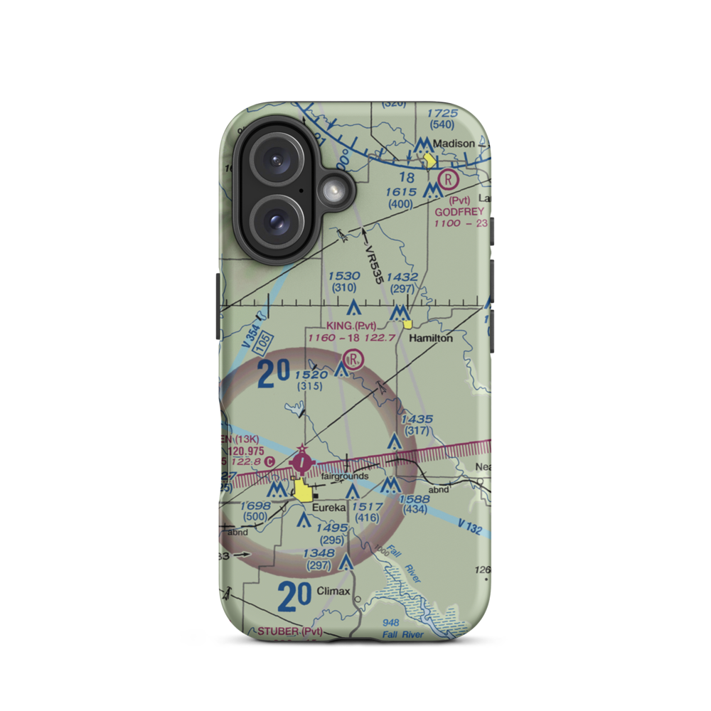 King Ranch Airport (8KS2) VFR Sectional  Tough iPhone Case iPhone 16 model shown