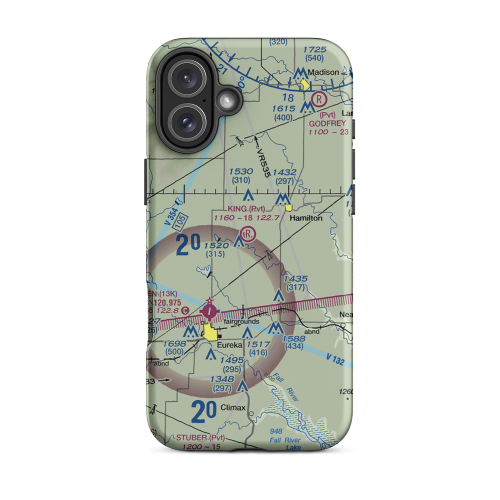 King Ranch Airport (8KS2) VFR Sectional  Tough iPhone Case iPhone 16 Plus model shown