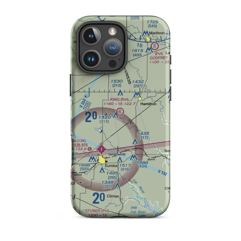 King Ranch Airport (8KS2) VFR Sectional  Tough iPhone Case iPhone 16 Pro Max model shown