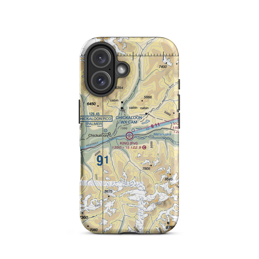 King Ranch Airport (AK59) VFR Sectional  Tough iPhone Case iPhone 16 model shown