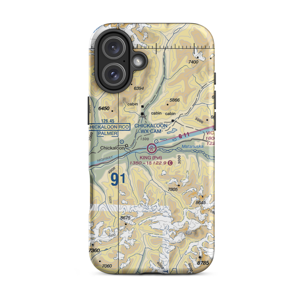 King Ranch Airport (AK59) VFR Sectional  Tough iPhone Case iPhone 16 Plus model shown