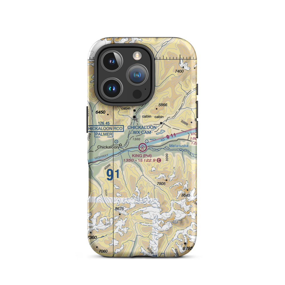 King Ranch Airport (AK59) VFR Sectional  Tough iPhone Case iPhone 16 Pro model shown