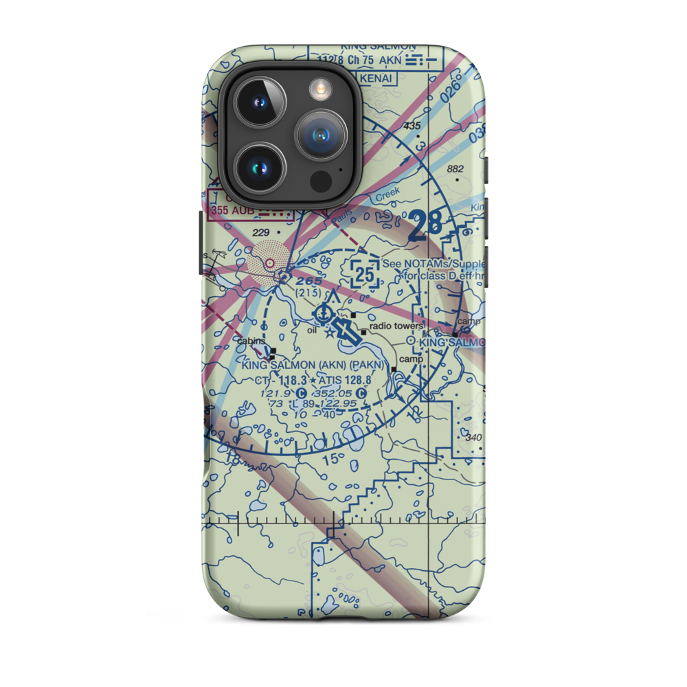 King Salmon Airport (AKN) VFR Sectional  Tough iPhone Case iPhone 16 Pro Max model shown