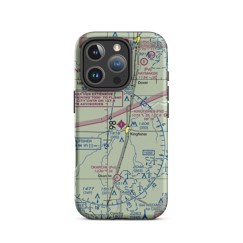 Kingfisher Airport (F92) VFR Sectional  Tough iPhone Case iPhone 16 Pro model shown