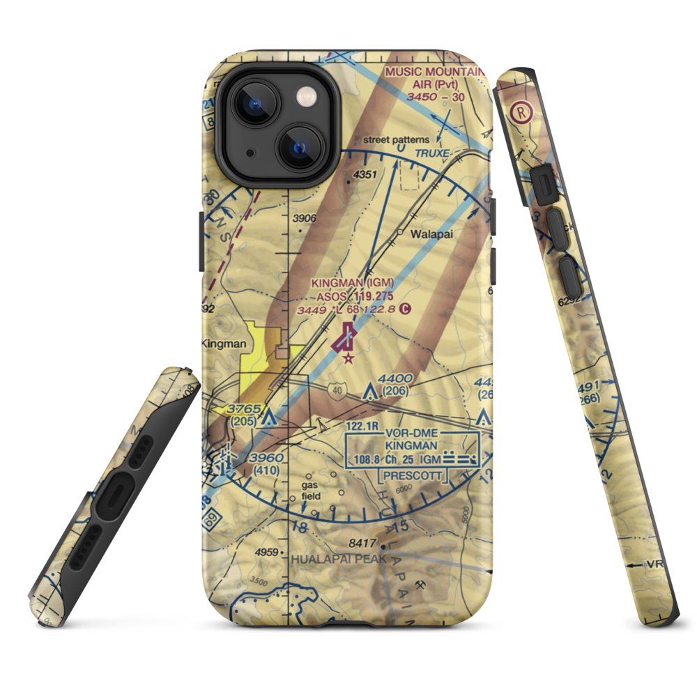Kingman Airport (IGM) VFR Sectional  Tough iPhone Case iPhone 14 Plus model shown