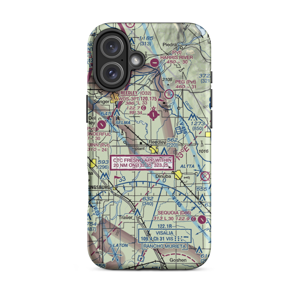Kings River Community College Airport (CA13) VFR Sectional  Tough iPhone Case iPhone 16 Plus model shown