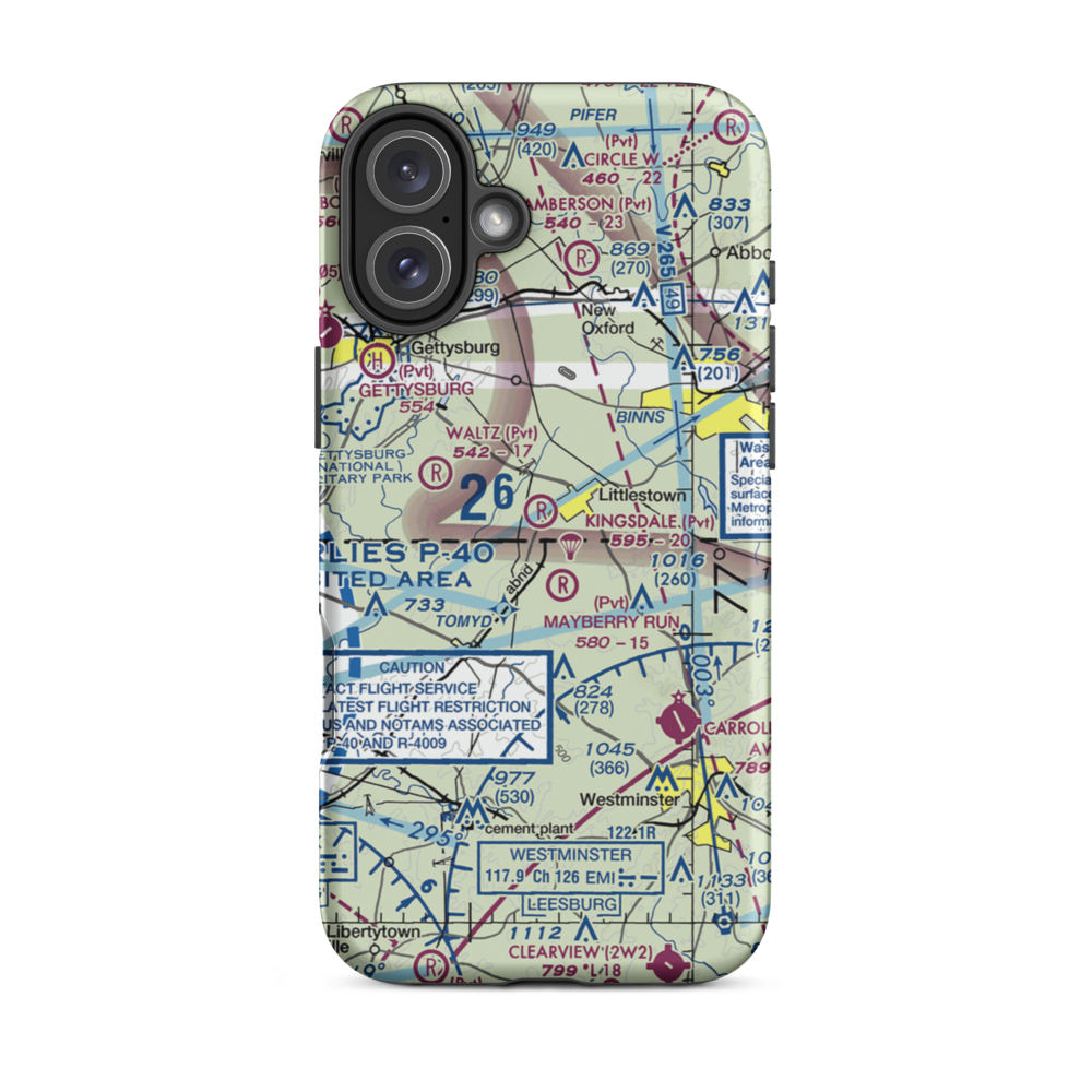 Kingsdale Air Park (PA23) VFR Sectional  Tough iPhone Case iPhone 16 Plus model shown