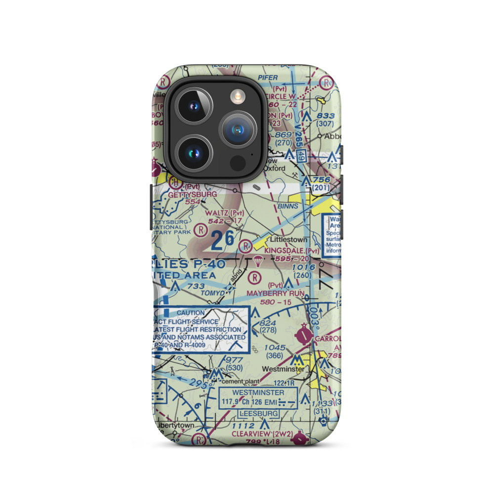 Kingsdale Air Park (PA23) VFR Sectional  Tough iPhone Case iPhone 16 Pro model shown