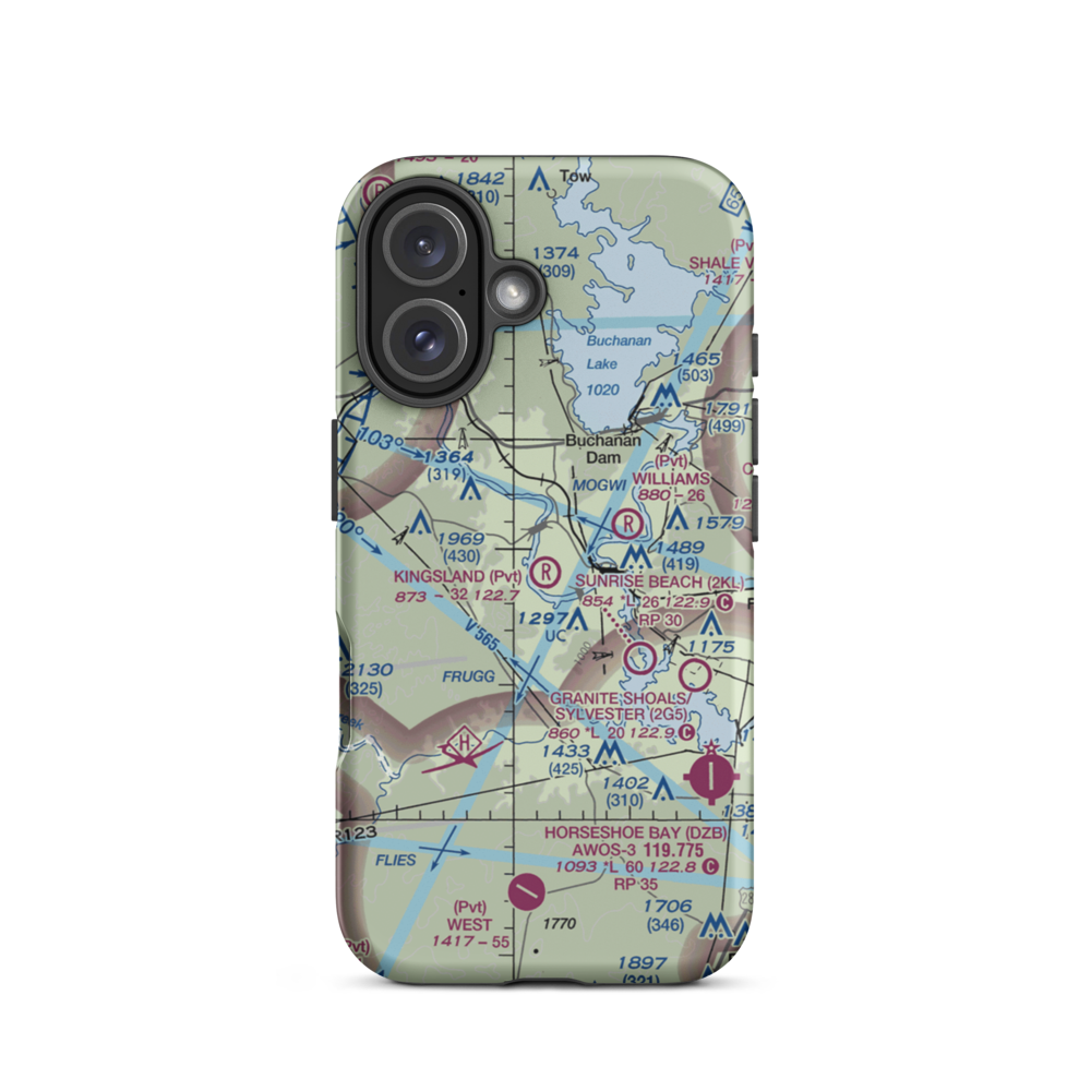 Kingsland Estates Airport (TS18) VFR Sectional  Tough iPhone Case iPhone 16 model shown