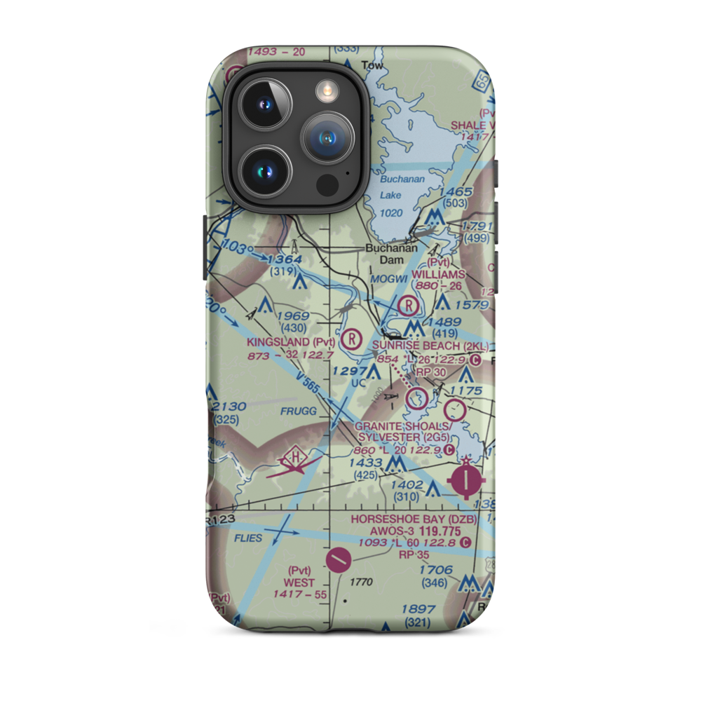 Kingsland Estates Airport (TS18) VFR Sectional  Tough iPhone Case iPhone 16 Pro Max model shown