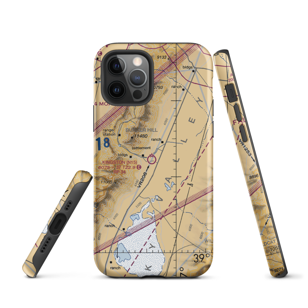 Kingston Airport (N15) VFR Sectional  Tough iPhone Case iPhone 12 Pro model shown