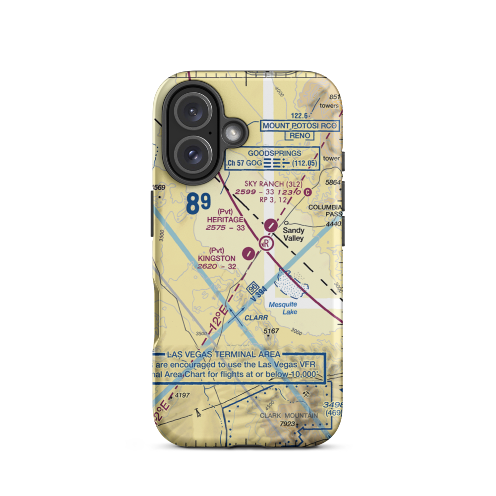 Kingston Ranch Airport (04NV) VFR Sectional  Tough iPhone Case iPhone 16 model shown
