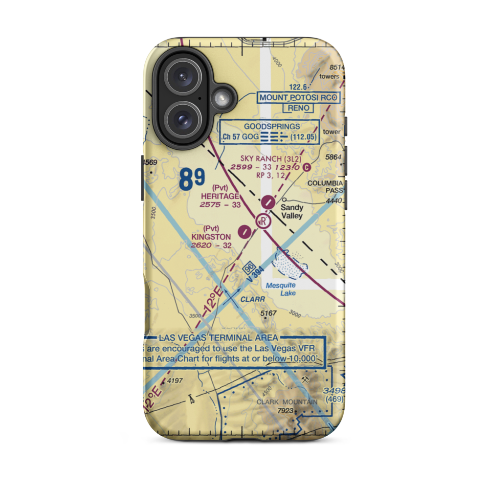 Kingston Ranch Airport (04NV) VFR Sectional  Tough iPhone Case iPhone 16 Plus model shown
