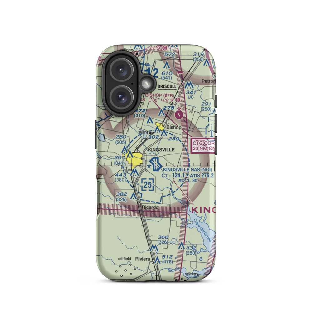 Kingsville Naval Air Station (NQI) VFR Sectional  Tough iPhone Case iPhone 16 model shown