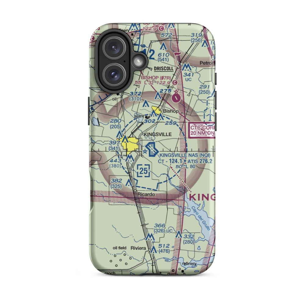 Kingsville Naval Air Station (NQI) VFR Sectional  Tough iPhone Case iPhone 16 Plus model shown
