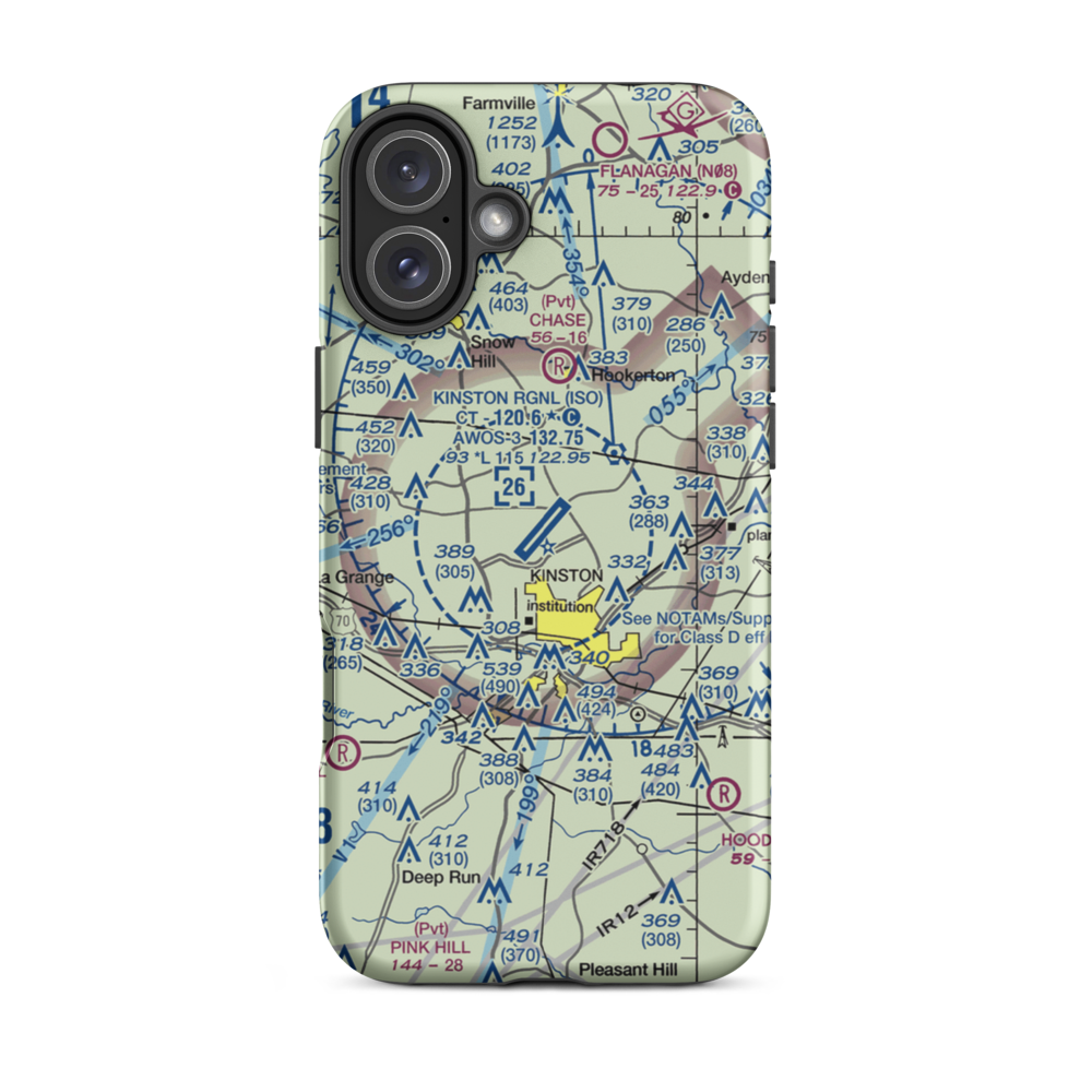 Kinston Regional Jetport At Stallings Field (ISO) VFR Sectional  Tough iPhone Case iPhone 16 Plus model shown
