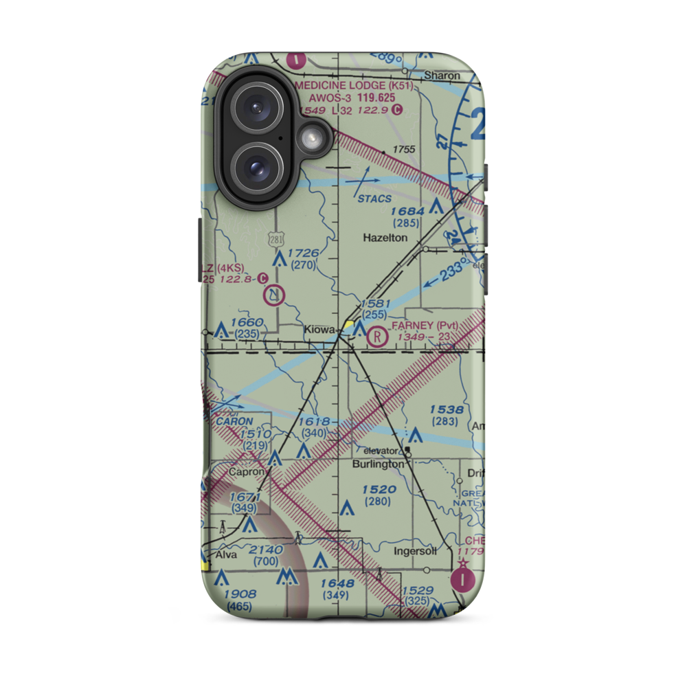 Kiowa Airport (6KS6) VFR Sectional  Tough iPhone Case iPhone 16 Plus model shown