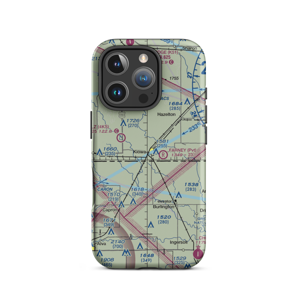 Kiowa Airport (6KS6) VFR Sectional  Tough iPhone Case iPhone 16 Pro model shown