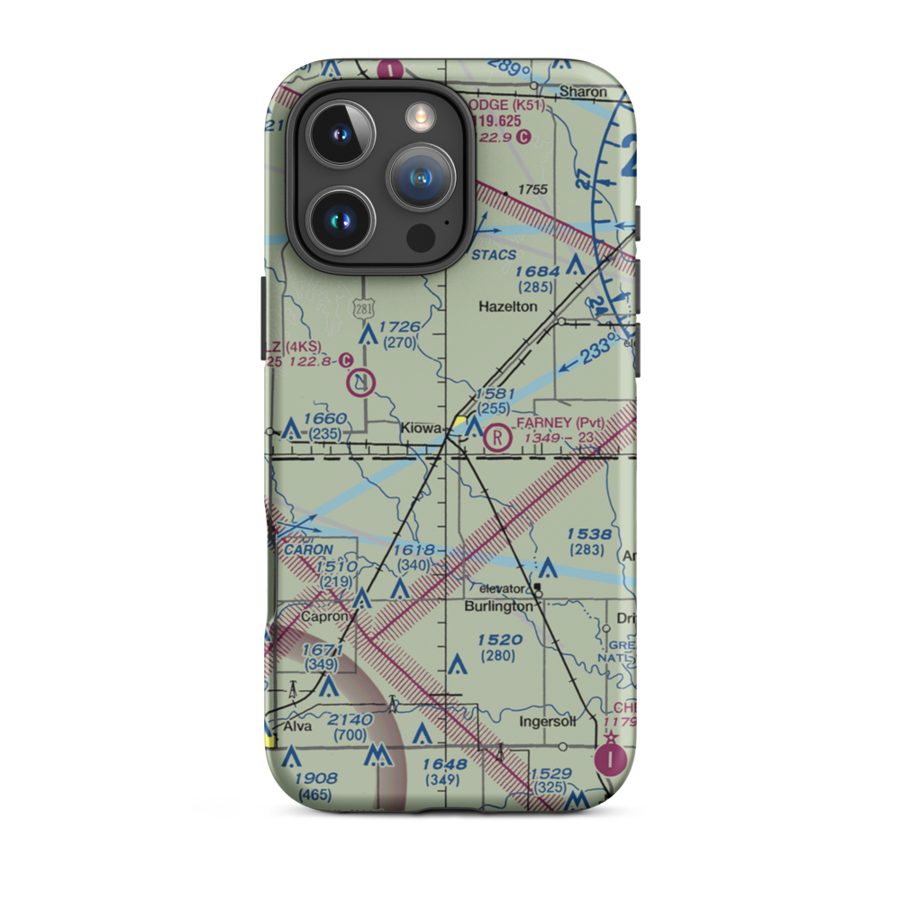 Kiowa Airport (6KS6) VFR Sectional  Tough iPhone Case iPhone 16 Pro Max model shown