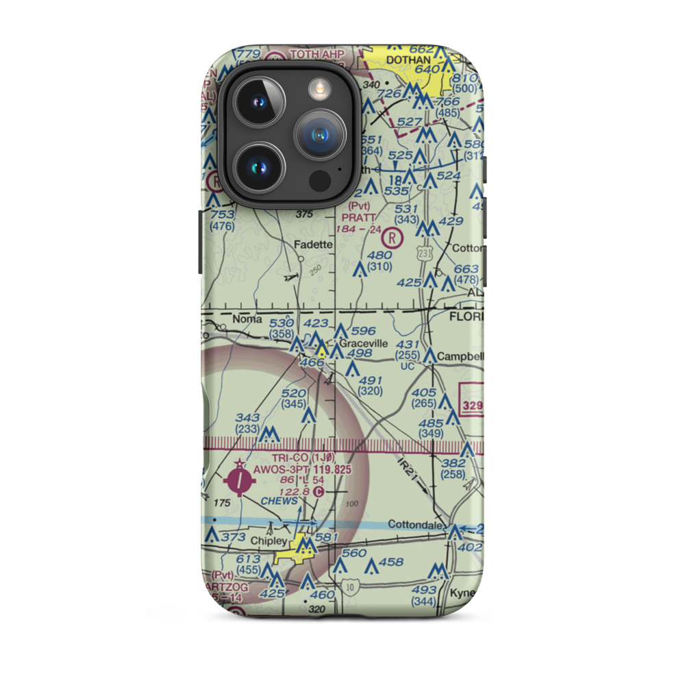 Kirkland Airport (FD26) VFR Sectional  Tough iPhone Case iPhone 16 Pro Max model shown