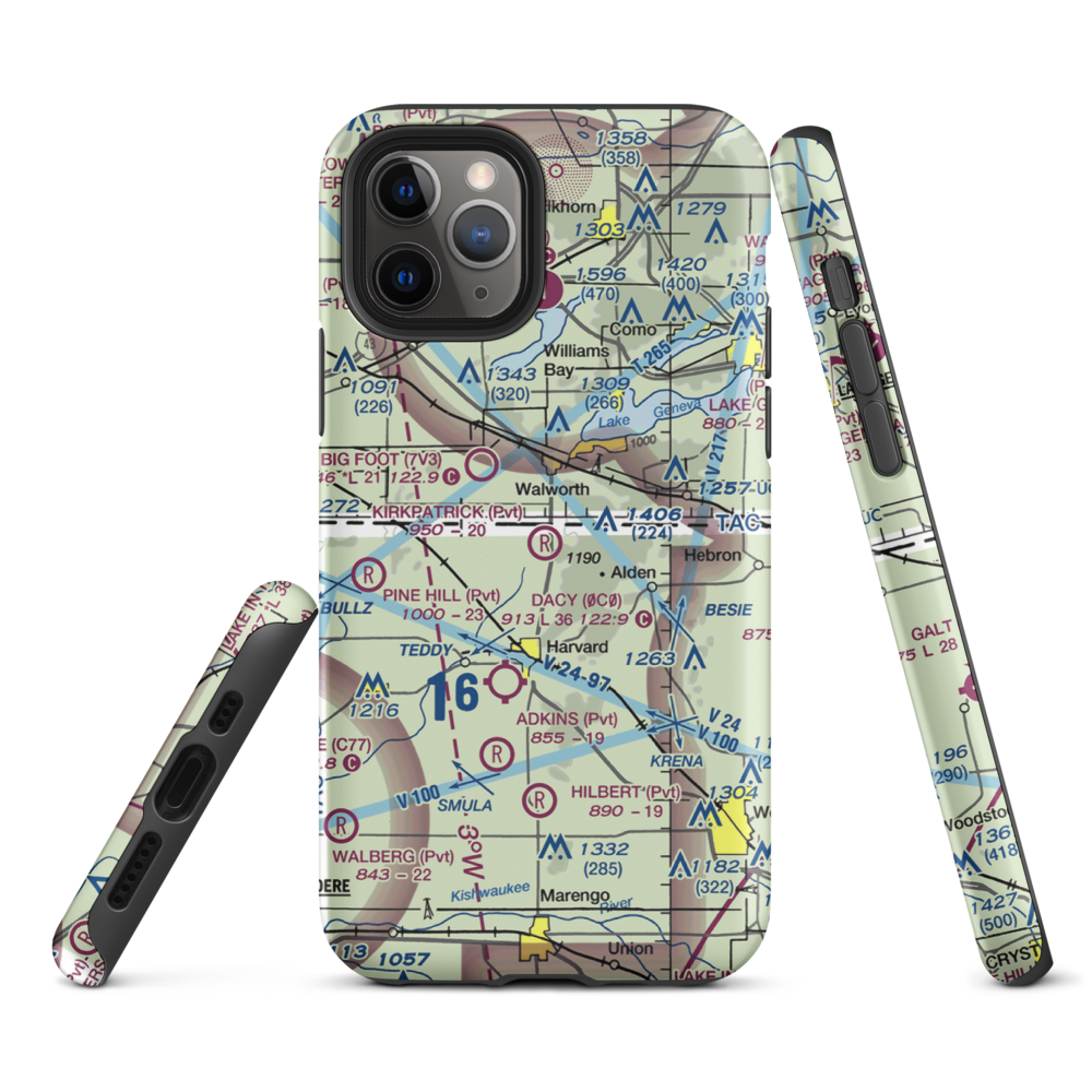 Kirkpatrick Airport (8IL2) VFR Sectional  Tough iPhone Case iPhone 11 Pro model shown