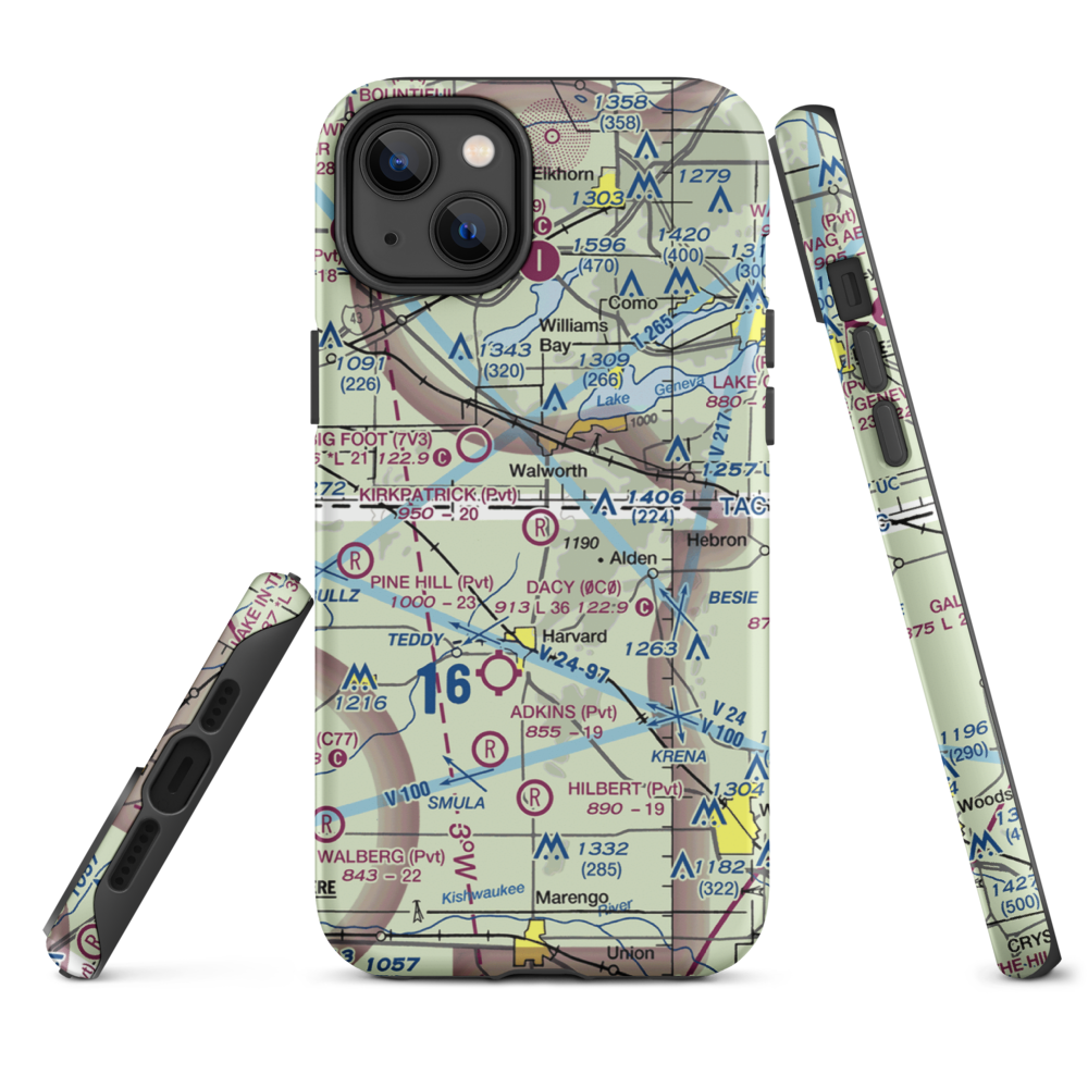 Kirkpatrick Airport (8IL2) VFR Sectional  Tough iPhone Case iPhone 14 Plus model shown