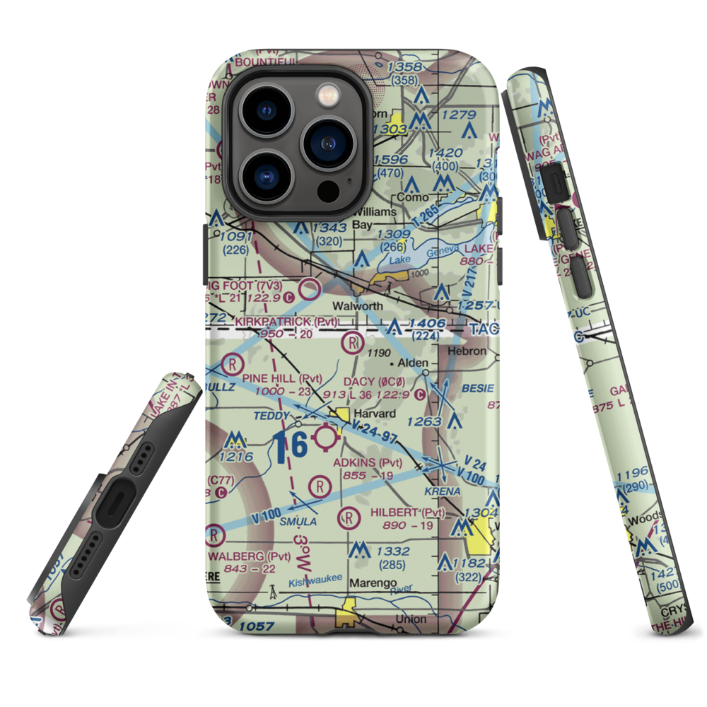 Kirkpatrick Airport (8IL2) VFR Sectional  Tough iPhone Case iPhone 14 Pro Max model shown