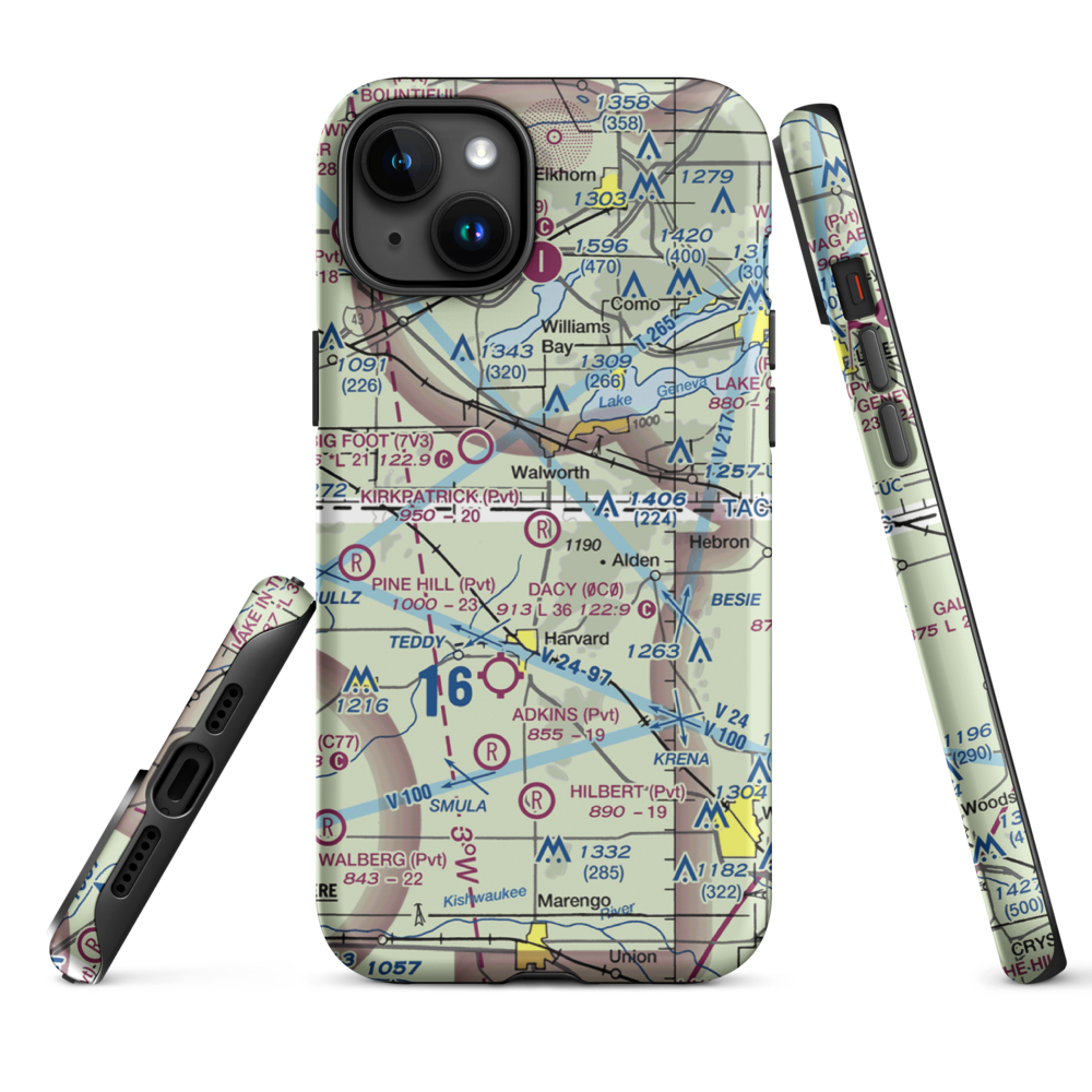 Kirkpatrick Airport (8IL2) VFR Sectional  Tough iPhone Case iPhone 15 Plus model shown