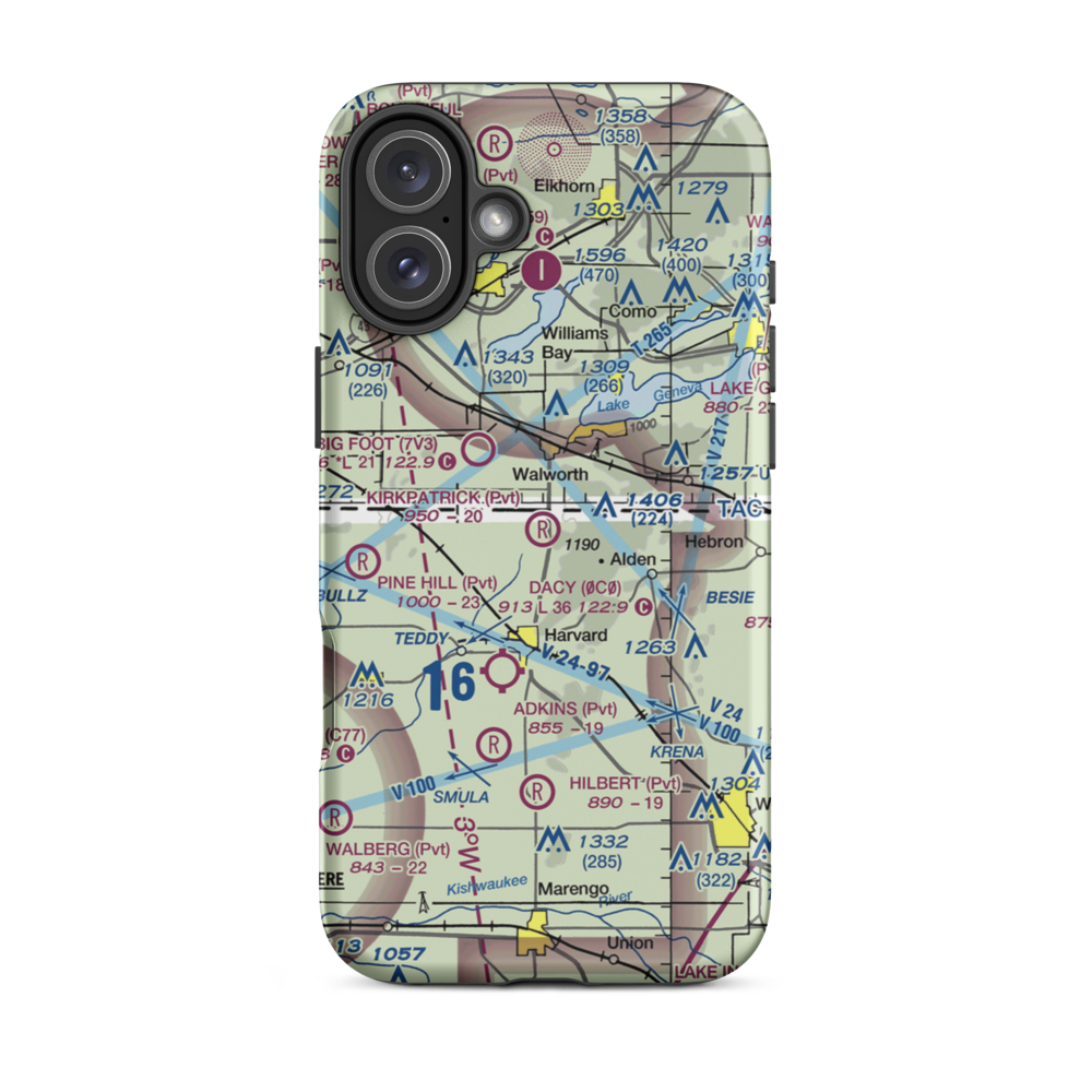 Kirkpatrick Airport (8IL2) VFR Sectional  Tough iPhone Case iPhone 16 Plus model shown