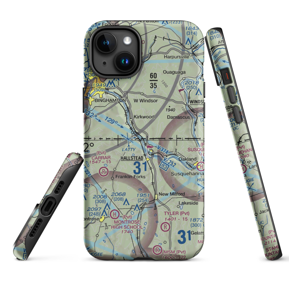 Kirkwood Airpark (5N5) VFR Sectional  Tough iPhone Case iPhone 15 Plus model shown