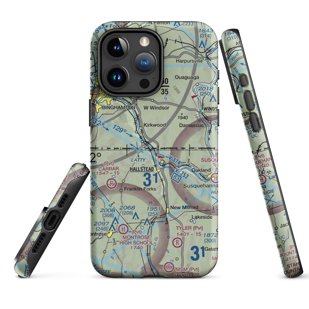 Kirkwood Airpark (5N5) VFR Sectional  Tough iPhone Case iPhone 15 Pro Max model shown