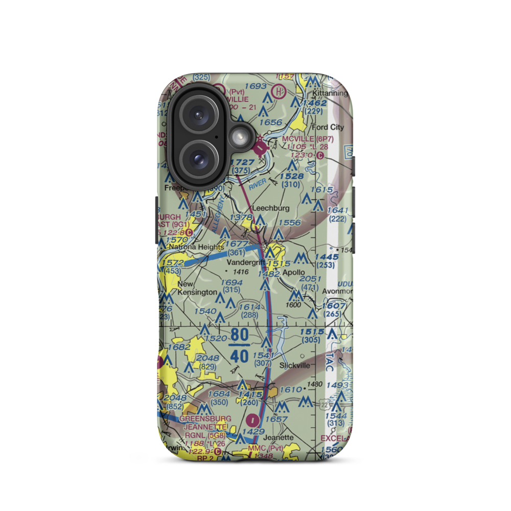 Kiski Airport (85PN) VFR Sectional  Tough iPhone Case iPhone 16 model shown