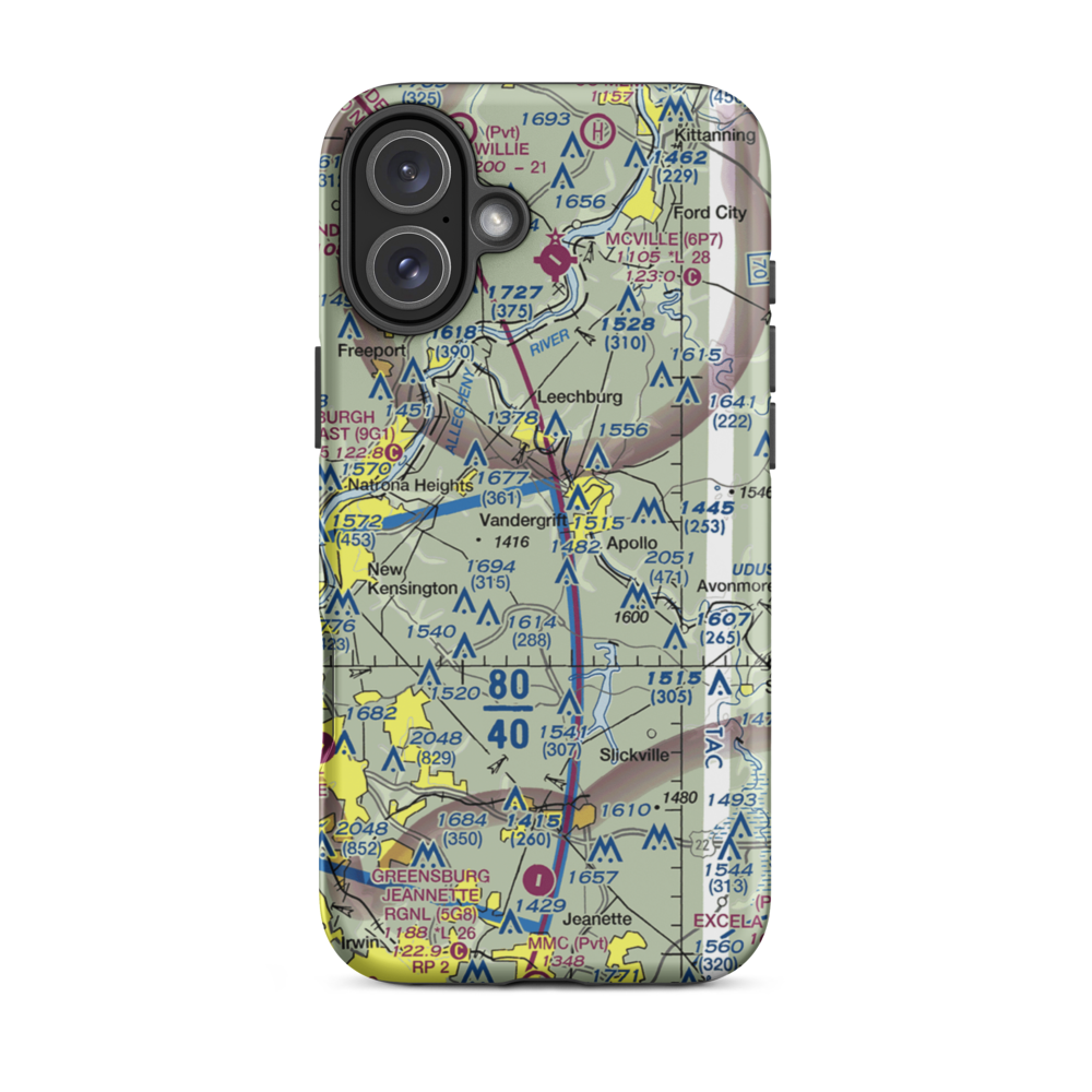 Kiski Airport (85PN) VFR Sectional  Tough iPhone Case iPhone 16 Plus model shown