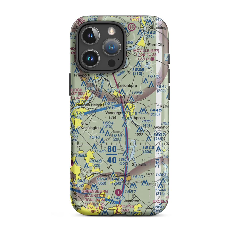 Kiski Airport (85PN) VFR Sectional  Tough iPhone Case iPhone 16 Pro Max model shown