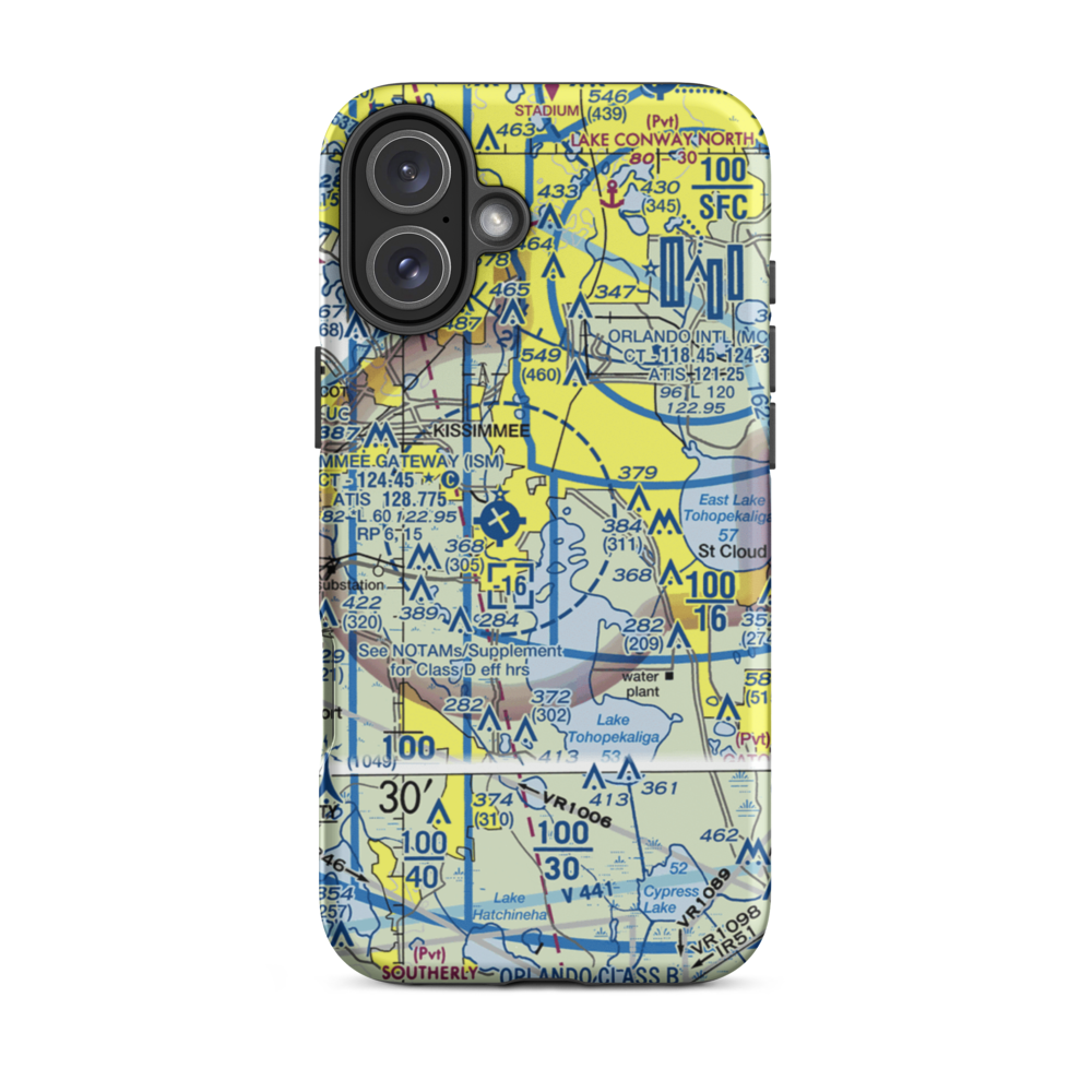 Kissimmee Seaplane Base (FA17) VFR Sectional  Tough iPhone Case iPhone 16 Plus model shown