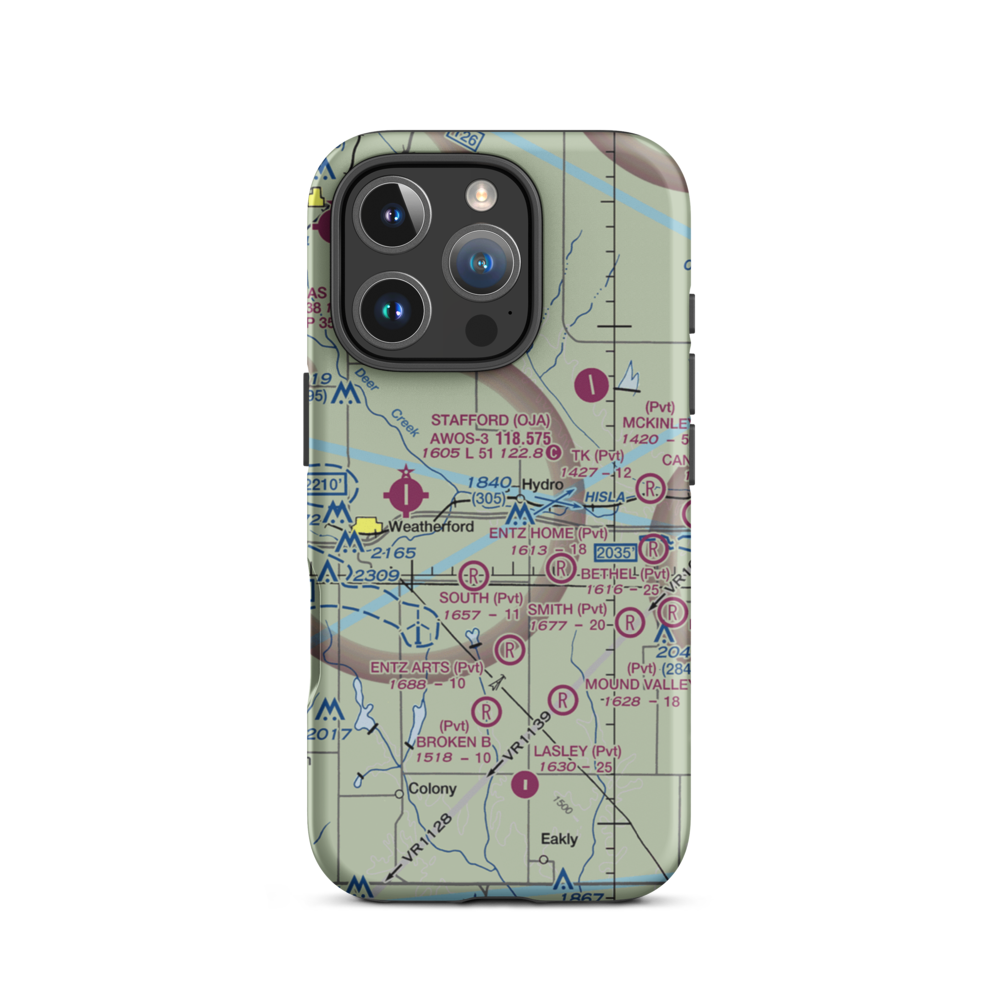 Kits Airport (5OK0) VFR Sectional  Tough iPhone Case iPhone 16 Pro model shown