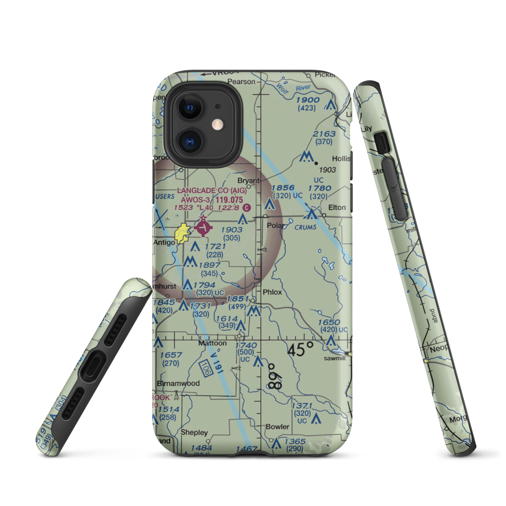 Kitty Hawk Estates Airport (9WI6) VFR Sectional  Tough iPhone Case iPhone 11 model shown