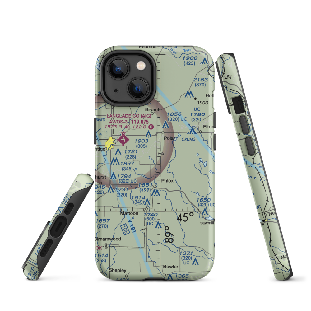 Kitty Hawk Estates Airport (9WI6) VFR Sectional  Tough iPhone Case iPhone 14 model shown