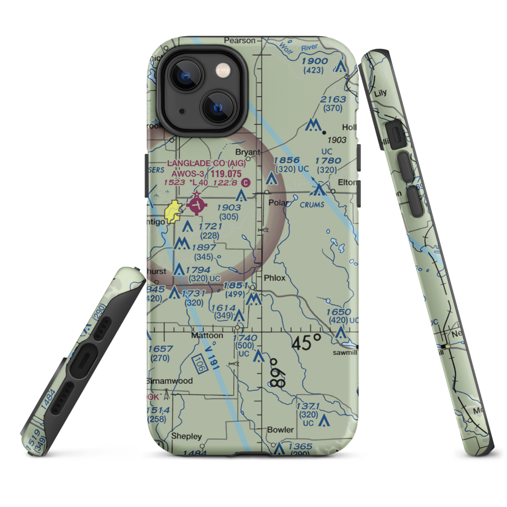 Kitty Hawk Estates Airport (9WI6) VFR Sectional  Tough iPhone Case iPhone 14 Plus model shown