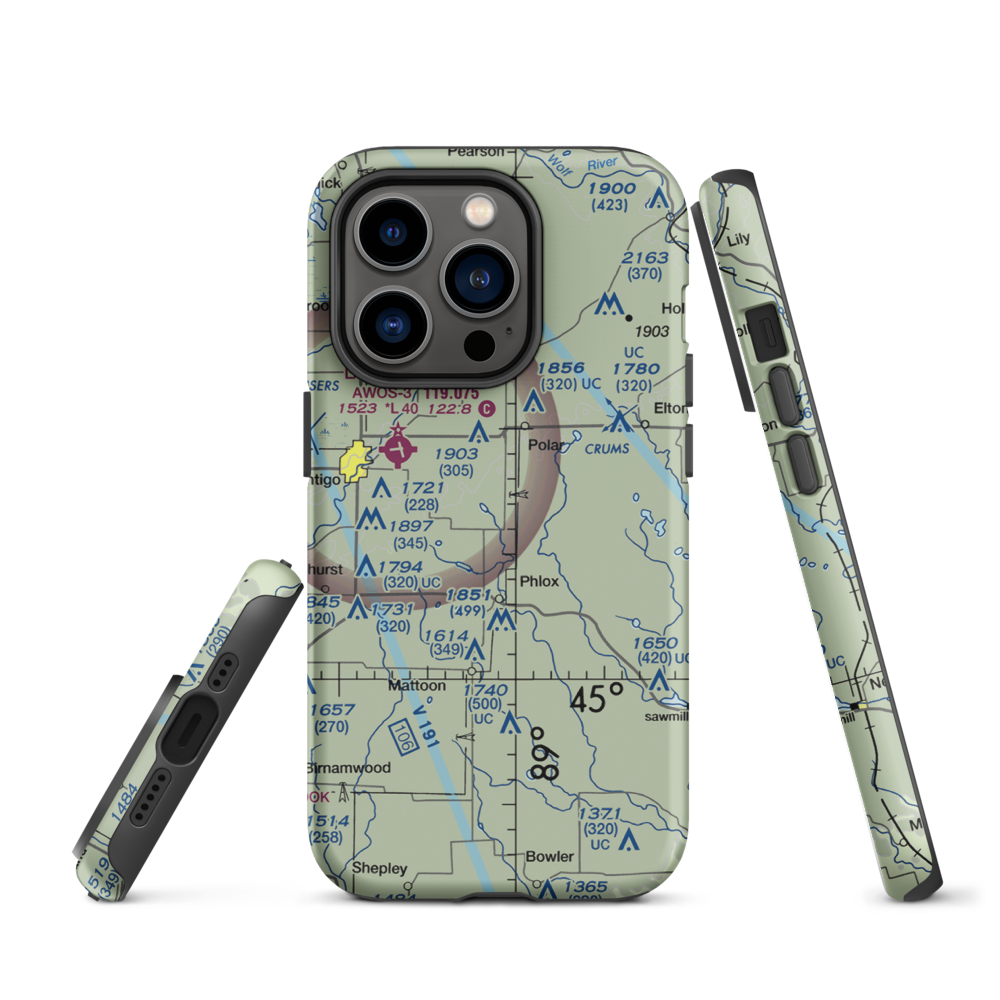 Kitty Hawk Estates Airport (9WI6) VFR Sectional  Tough iPhone Case iPhone 14 Pro model shown