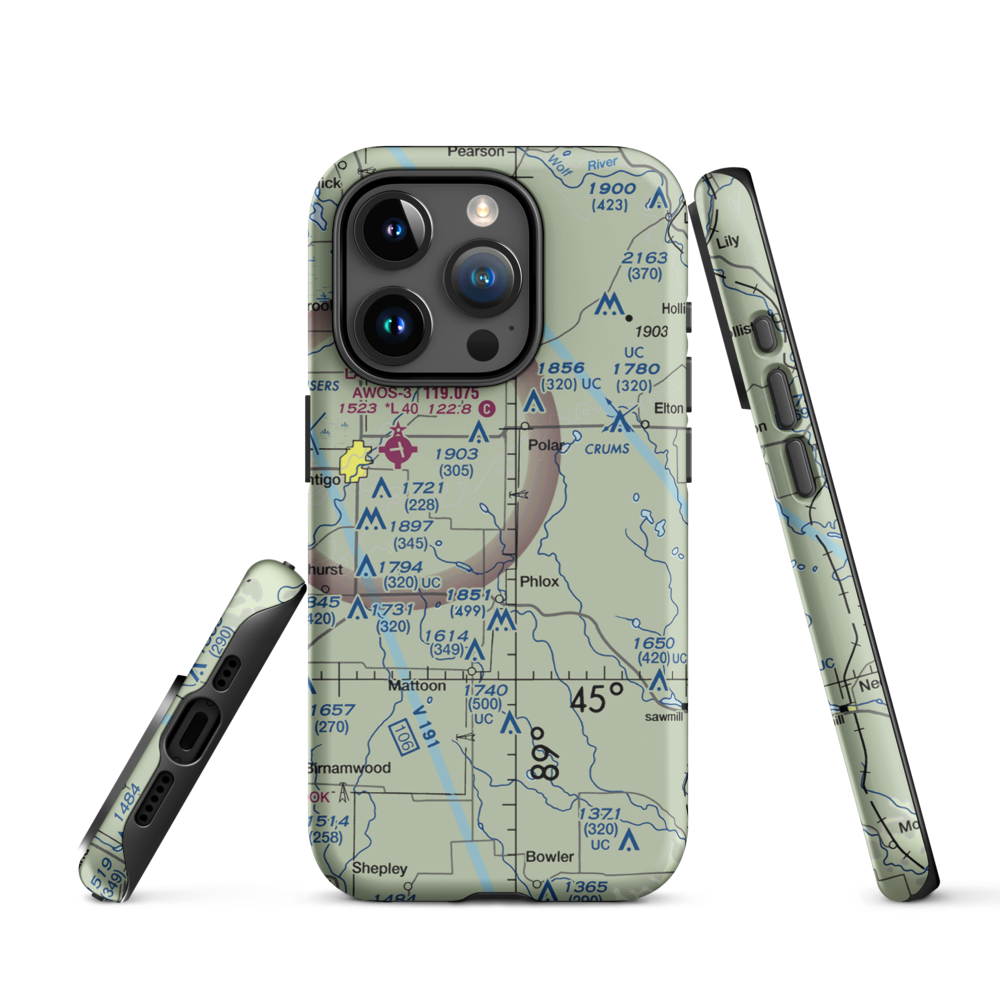 Kitty Hawk Estates Airport (9WI6) VFR Sectional  Tough iPhone Case iPhone 15 Pro model shown