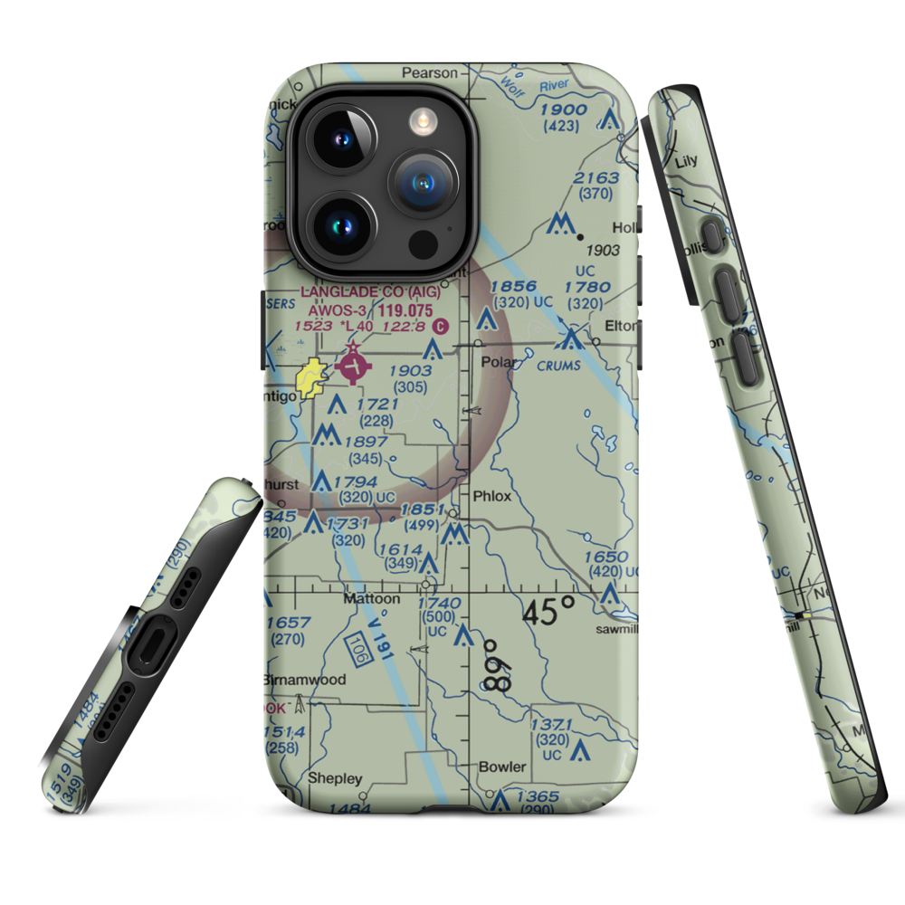 Kitty Hawk Estates Airport (9WI6) VFR Sectional  Tough iPhone Case iPhone 15 Pro Max model shown